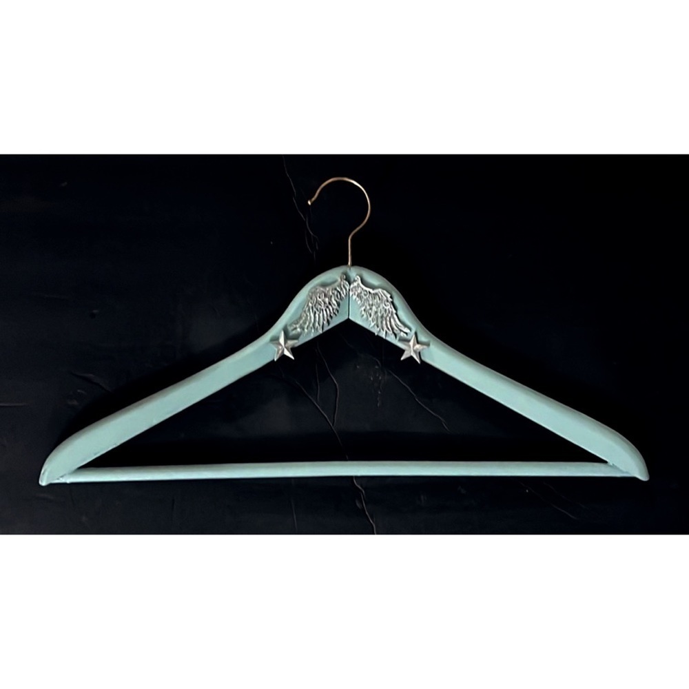 Hand-crafted OOAK wooden hanger with wings and stars